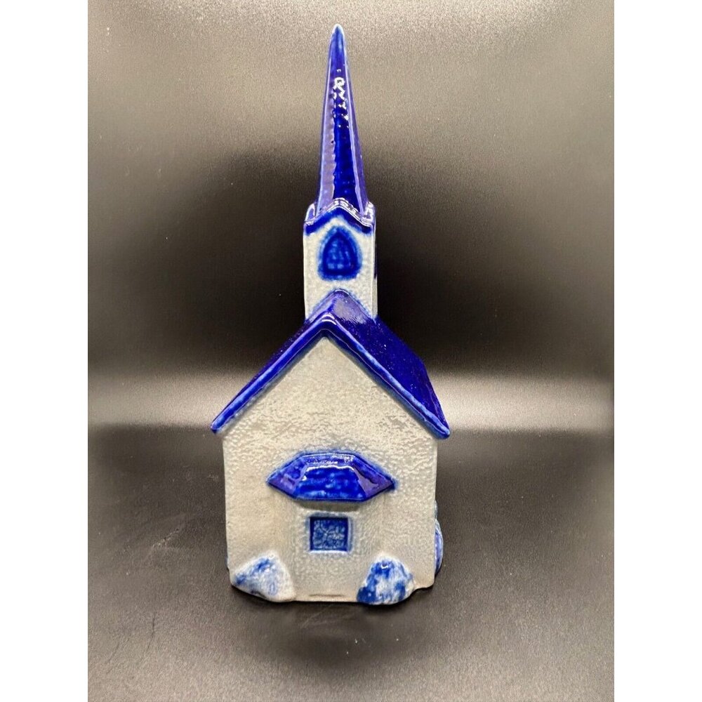 Eldreth Pottery Christmas Blue Salt Glaze Chapel Church Vintage Signed 1999 - Picture 3 of 14